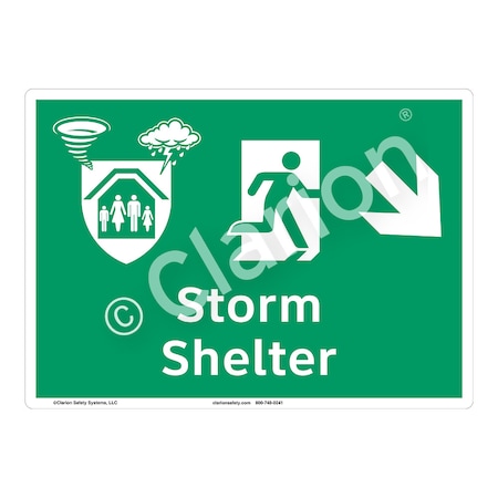 Storm Shelter Safety Signs Indoor Photoluminescent Plastic (W4) 10 X 7, F1301-W4SW1